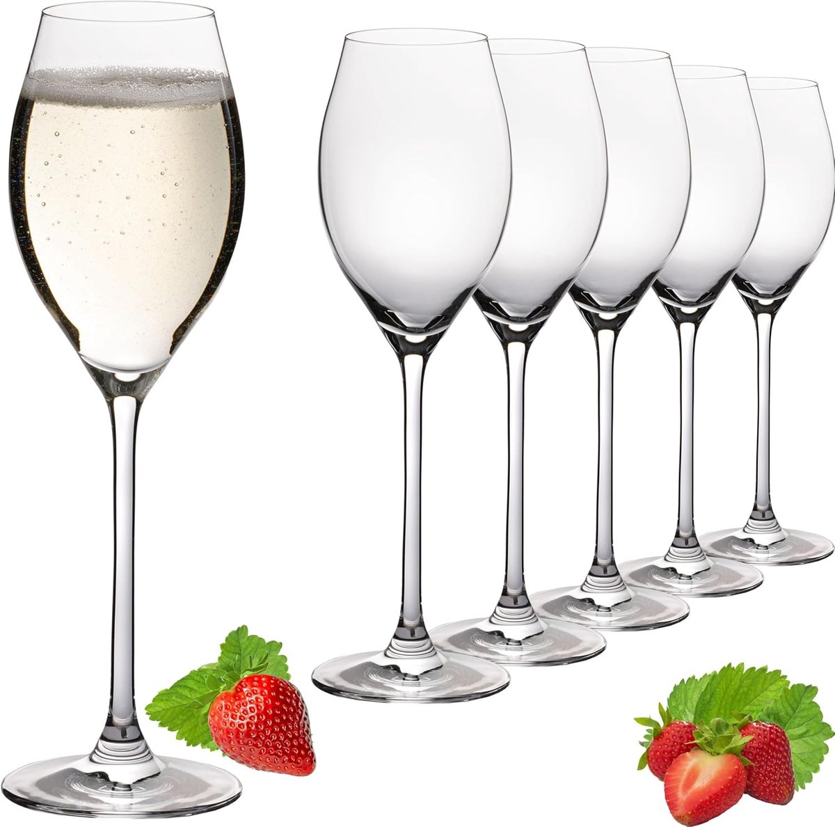Set van 6 Kristallen Prosecco- of Champagneglazen 230 ml - Vaatwasmachinebestendig