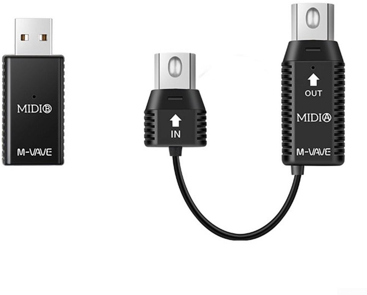 Draadloze MIDI Adapter - USB Interface - Muziek Maken - Lage Latentie 3ms - 12 x 7 x 3 cm