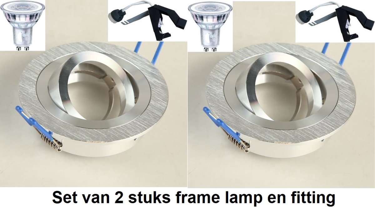 LED Inbouwspot Kantelbaar Rond Aluminium GU10 Inclusief Dimbare Philips LED Lamp 4000K 230V Ø90 mm – 2 Stuks