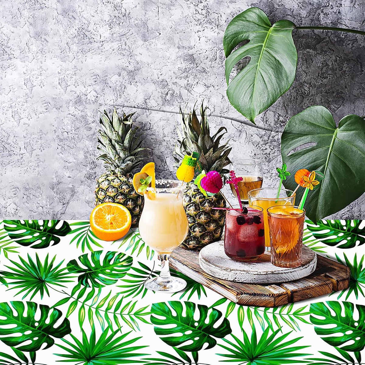 Set van 3 Tropische Palmblad Tafelkleden voor Aloha Luau Feestdecoratie