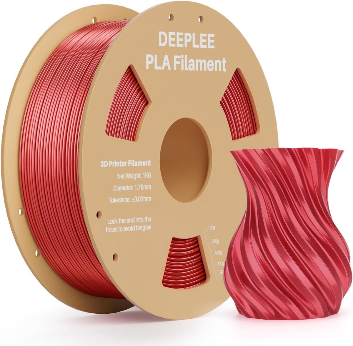 Glanzend Zijde PLA 3D Printerfilament 1.75mm Rood - 1kg Spoel