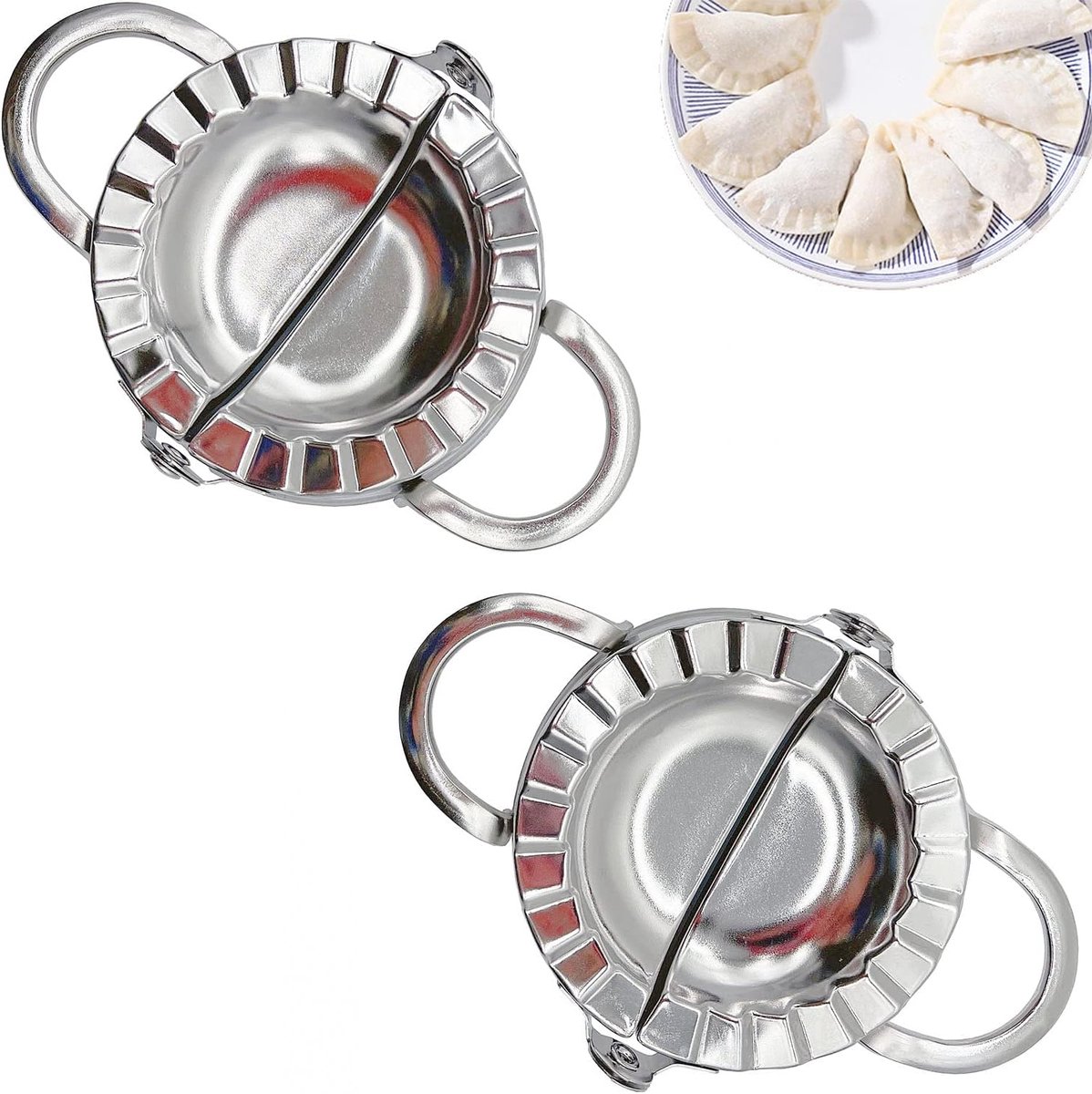 Set van 2 RVS Ravioli en Dumpling Maker Pers - Incl. Deegpers voor Perfecte Knoedels