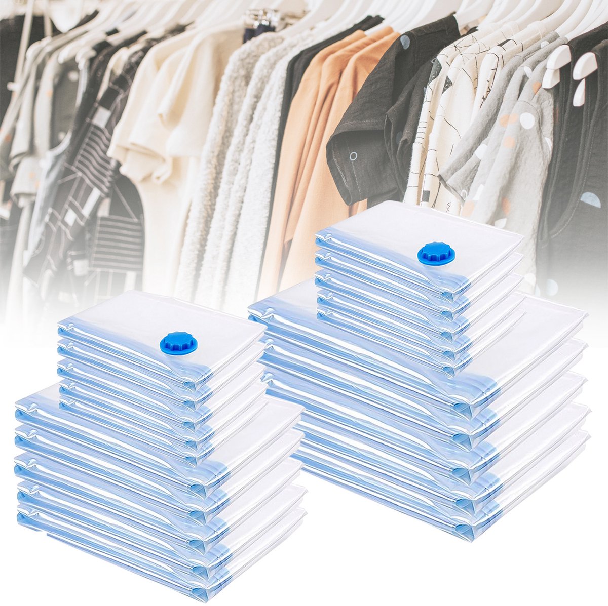 6x Vacuüm Opbergzakken 40x60cm Set - Ruimtebesparend Herbruikbaar Luchtdicht Vacuum Zakken met Stofzuiger voor Kleding - Waterdicht PET+PE