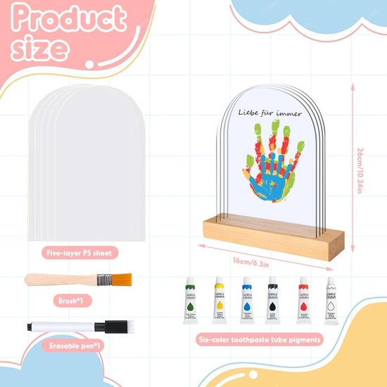 Handafdrukset Familie - Baby Hand Voet - Herinneringen Maken - Ruimte Voor Vijf - 25x14x4 cm - Transparant — afbeelding 4