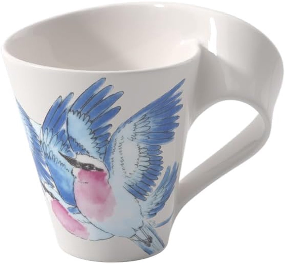 Grote Porseleinen Cappuccinokop met Oor en Geschenkdeksel - Lilac Design