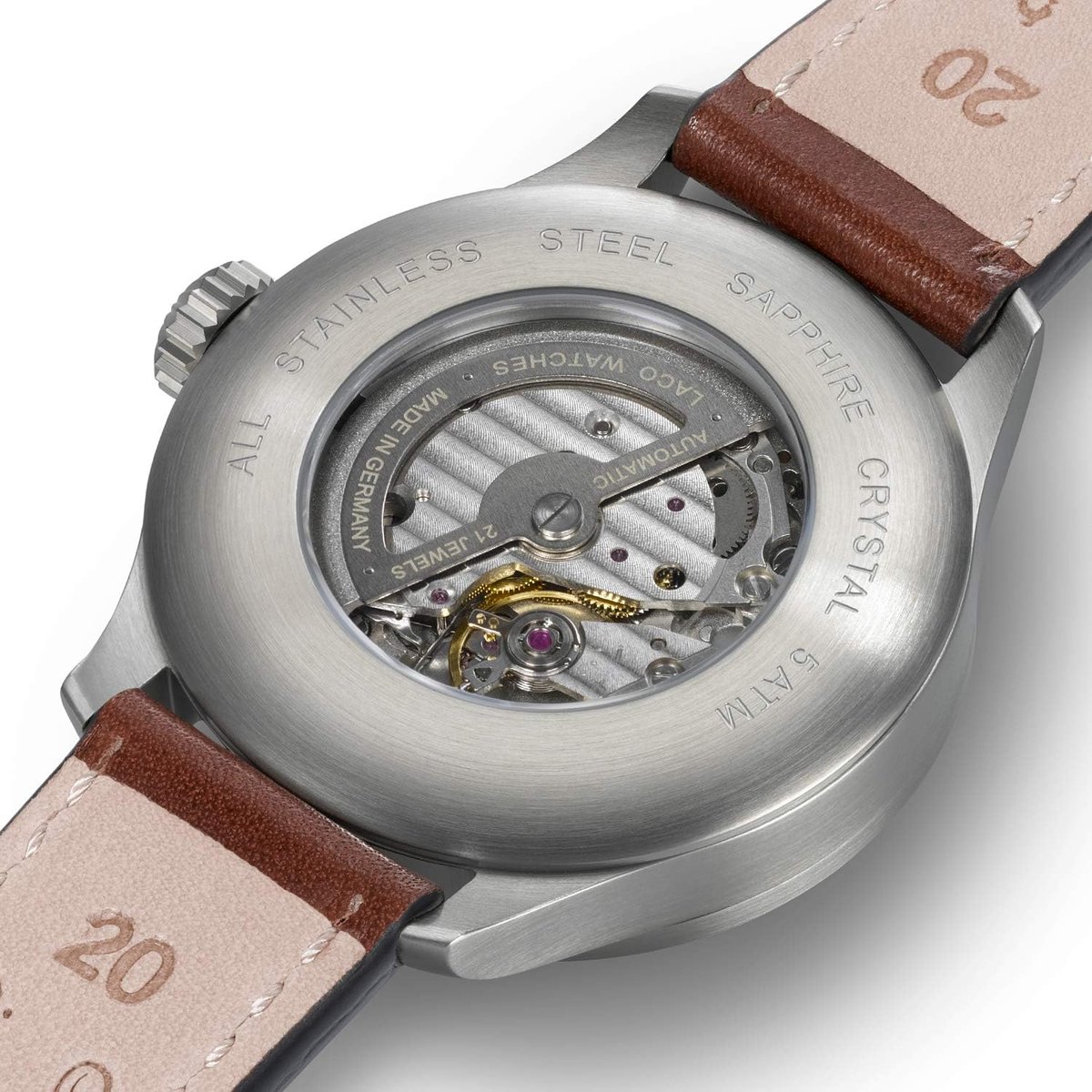 Automatisch Pilotenhorloge met Saffierglas en Kalfsleren Band