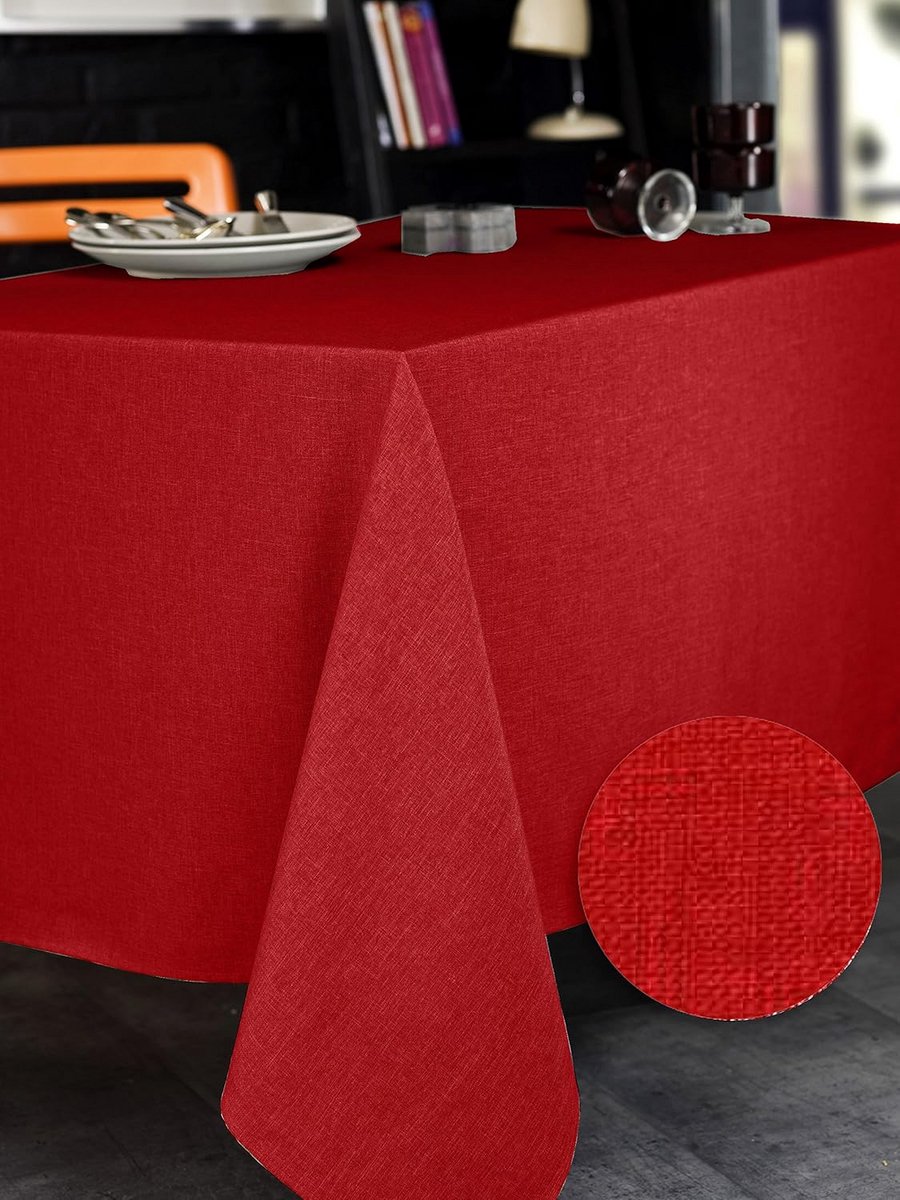 Rechthoekig Tafelkleed Polyester - Kersenrood - 150 x 250 cm