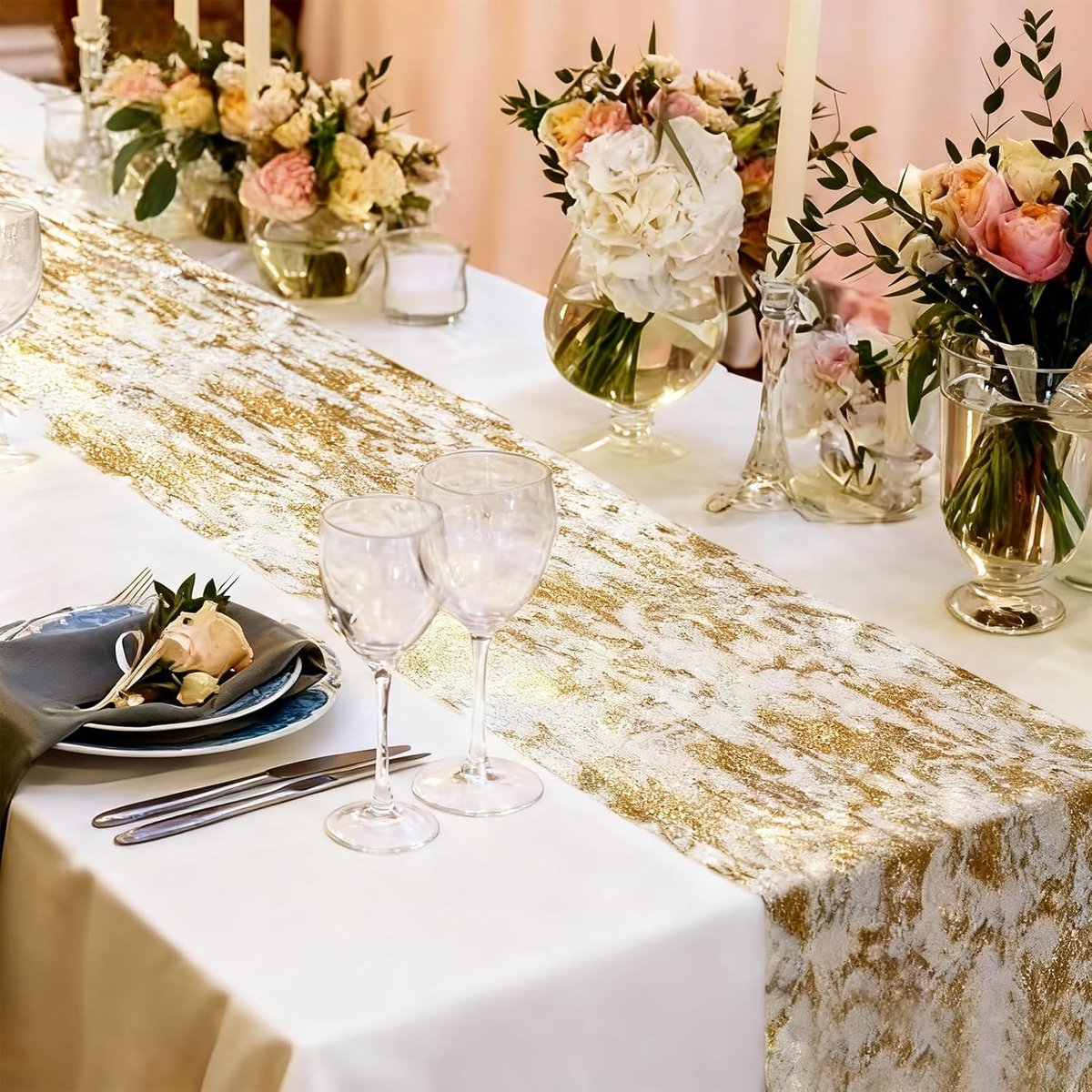 Glinsterende Gouden Tafelloper 28 cm Breed - 9 Meter Lang voor Feesten en Decoratie