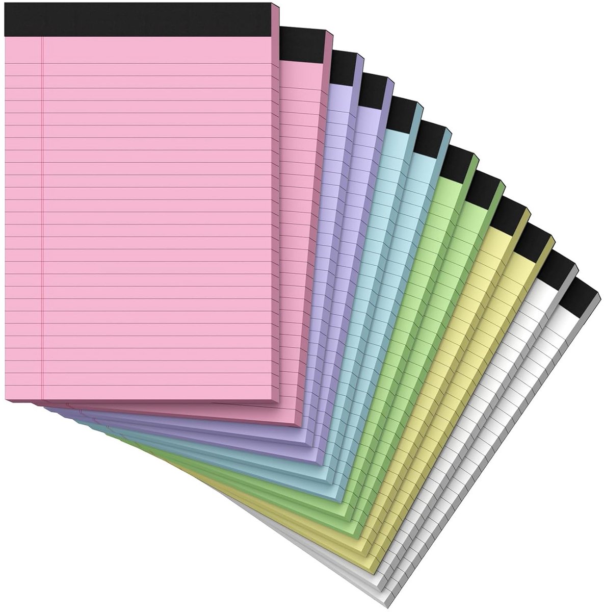 Legale Blokken A4+, Gekleurd, Breed Gelinieerd, 12 Stuks Notitieblokken met Perforatie
