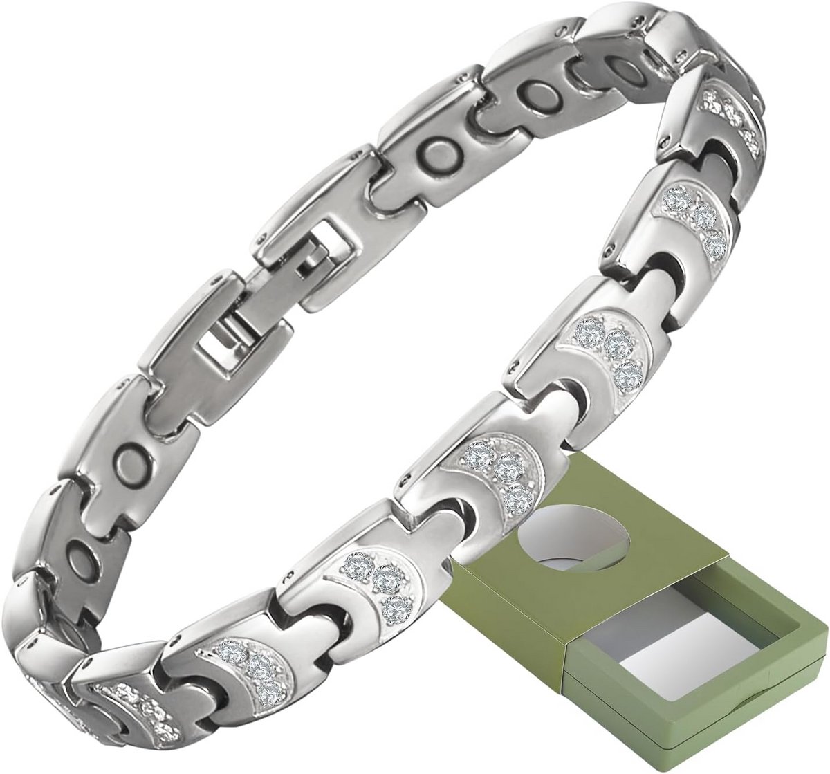 Sterke Magnetische Damesarmband Roestvrij Staal met Therapeutische Magneten