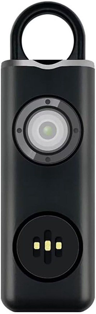Persoonlijke alarmsleutelhanger 130 decibel - Oplaadbaar met LED-lampje - Zelfverdedigingssleutelhanger - Compact en draagbaar - Geschikt voor ouderen, kinderen en mensen in nood (Zwart, 1 stuk)