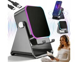 Draadloze Luidspreker - Magnetische Bluetooth-speaker met Sensor & Sfeerverlichting Dubbele modus: inductie + Bluetooth - Sfeerverlichting - 5000mah - Zwart - 360° Verstelbaar