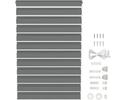 Klemmfix Duo Rolgordijn Dubbel Rolgordijn 70x120cm Zonder Boren Lichtdoorlatend En Verduisterend Zebrarol Voor Raam En Balkon Grijs NAIZY