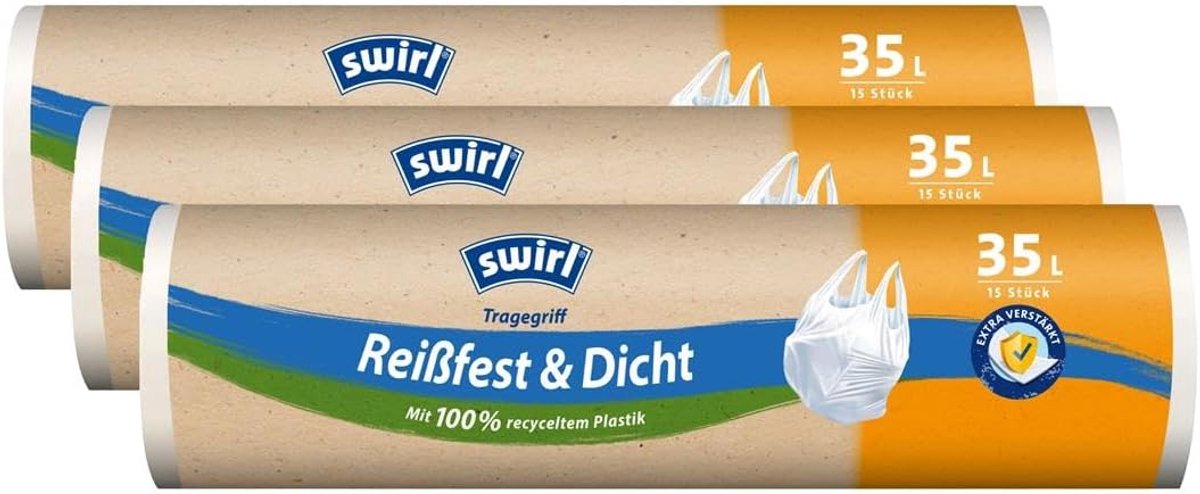 3 Rollen Vuilniszakken 35 Liter Duurzame Afvalzakken