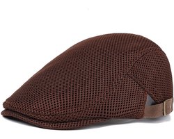 Zomerbaret voor mannen en vrouwen: ademende schuifbare pet, pet in newsboy-stijl, platte pet, bastaardpet, accessoire voor dagelijks gebruik (hoofdomtrek: 55-60 cm),bruin