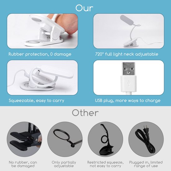 Aigostar Bureaulamp LED Dimbaar- Touch Control - 3 Helderheid - Verstelbare Leeslamp - Klemlamp - Leeslamp - Bedlamp - Wit van Aigostar — afbeelding 4