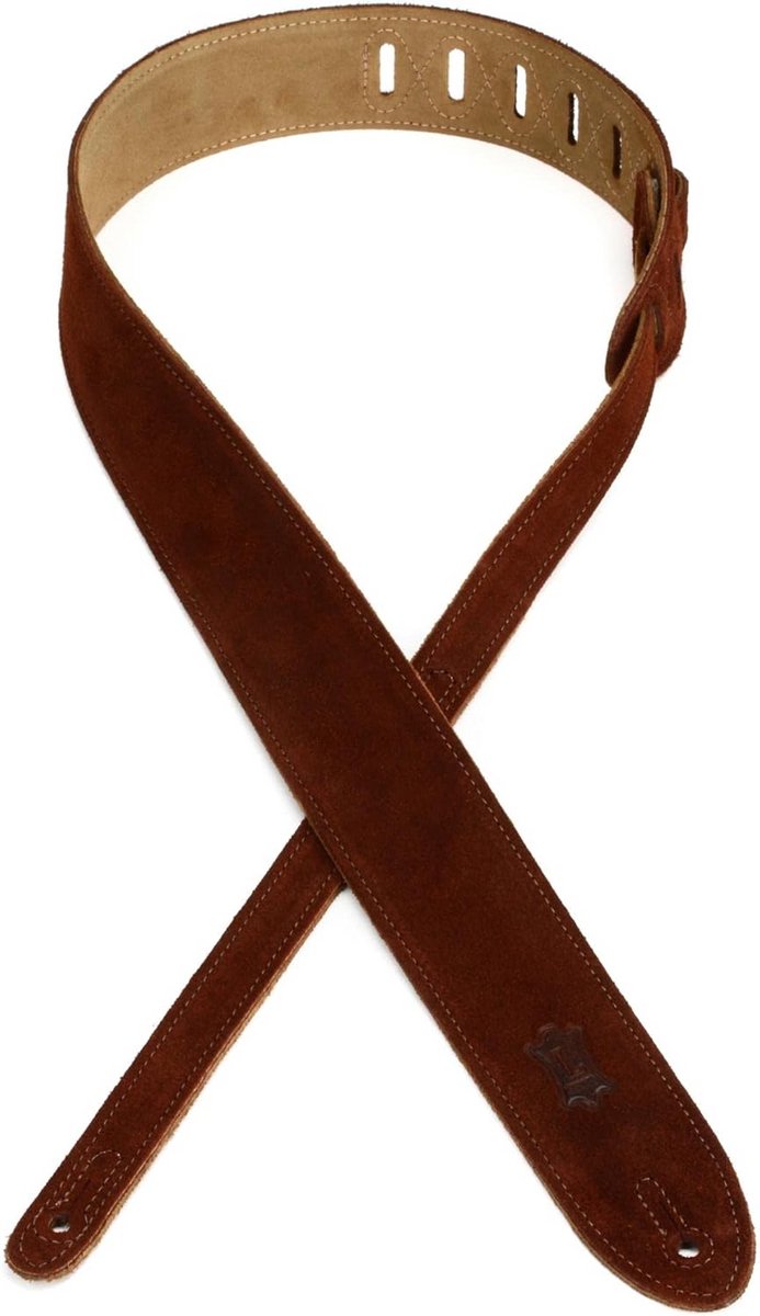 Leren Gitaarband 2 Inch Breed Suède Bruin