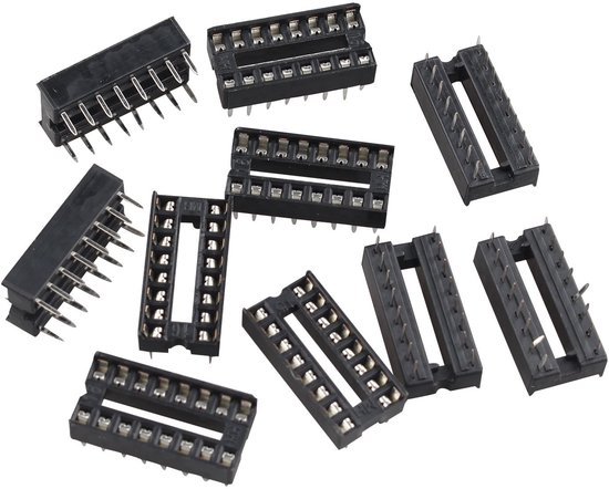 Produktbild von Sourcing Map 50 Stück IC-Sockel 16-polig – DIP Flachstift-Buchse, Raster 2,54 Mm, Für PCB-Chips, Ideal Für Elektronik-Bastler