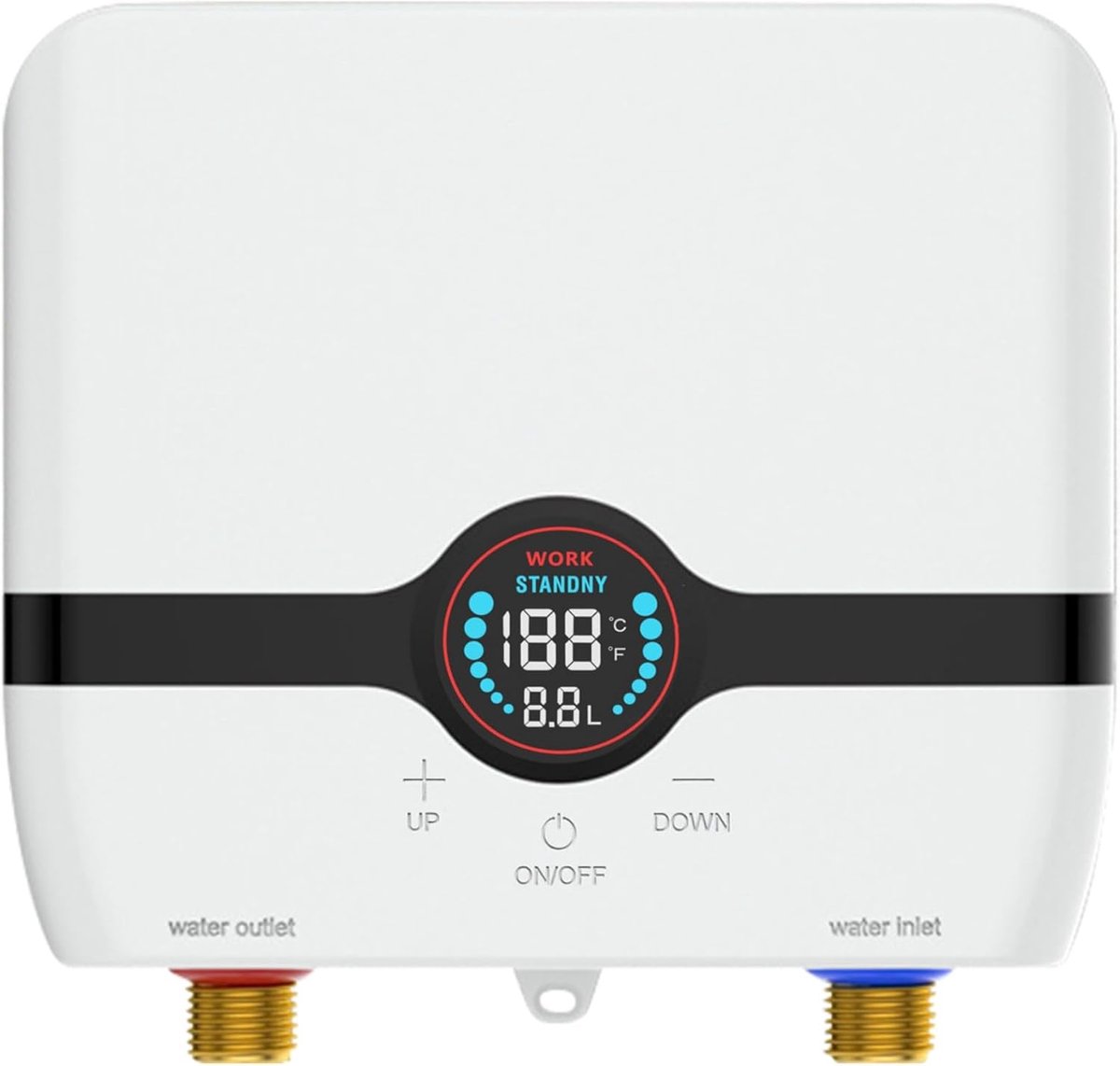 Doorstroomboiler Keuken - Mini Waterverwarmer - Direct Warm Water - Led Temperatuurweergave - Compact Ontwerp - Zilver