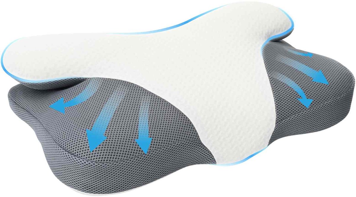 vidaXL - Hals - Kussen - Éénkleurig - Wit - 57 - x - 36 - x - 13 - cm - Traagschuim