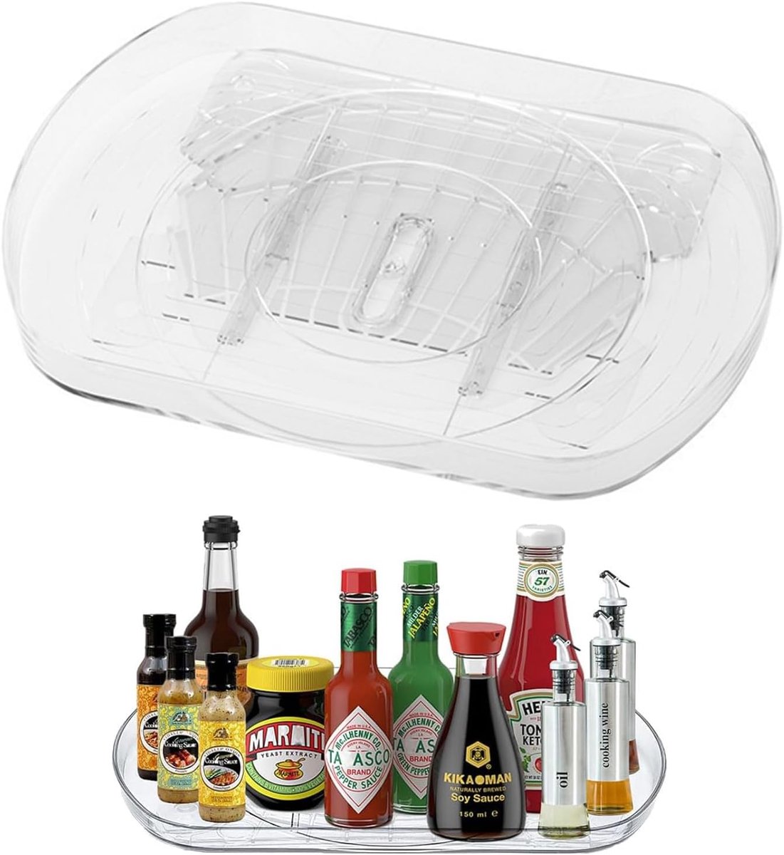 Draaibare Koelkast Organizer Rechthoekig 40x28 cm Keukenopslag Draaiplateau