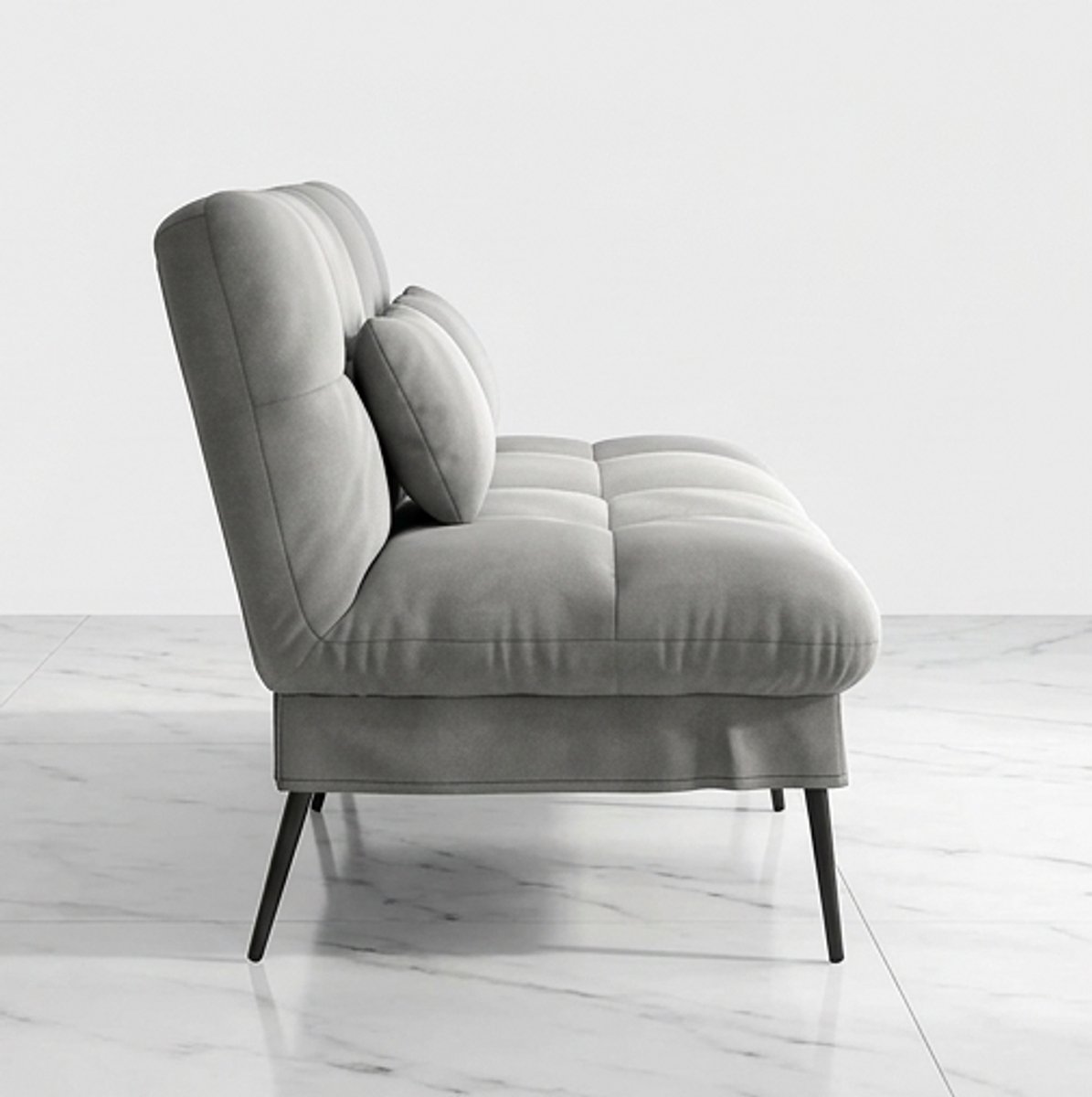 Oslo Luxe 3-Zits Slaapbank met Verstelbare Rugleuning en Uitklapfunctie – Multifunctionele Grijze Stoffen Bedbank voor Woonkamer, Studio en Logeerkamer – 174 cm – A-Furniture