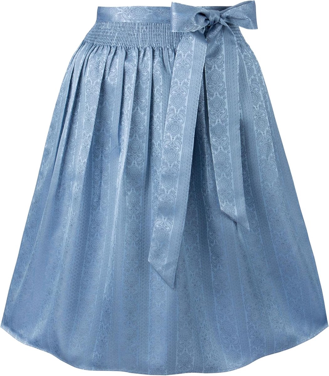Dames Schort Corinna Lichtblauw Stippen Jacquard Traditioneel Dirndl Schort