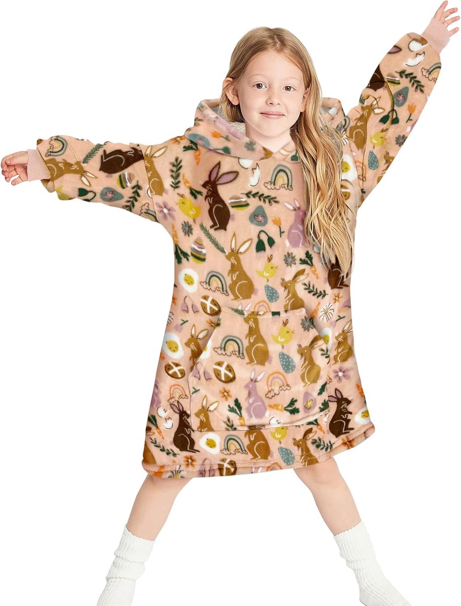 Oversized Kinder Hoodie Deken voor Jongens en Meisjes Warm Sherpa Fleece Pluche Draagbare Trui