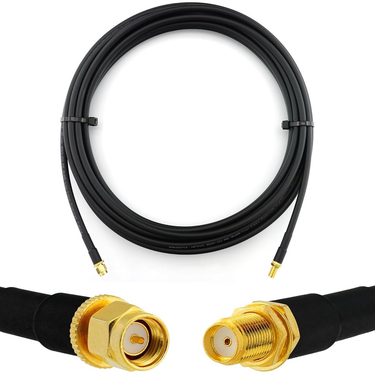 Verlengkabel Coaxiaal - Signaalkabel Router - Signaalverbetering Buiten - Dubbel Afgeschermd - 1 Meter - Zwart