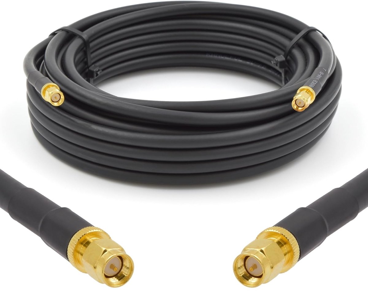 Coax Verlengkabel - Antennekabel SMA - Signaalverbetering Mobiel - Ultra Laag Verlies - 20 Meter 50 Ohm