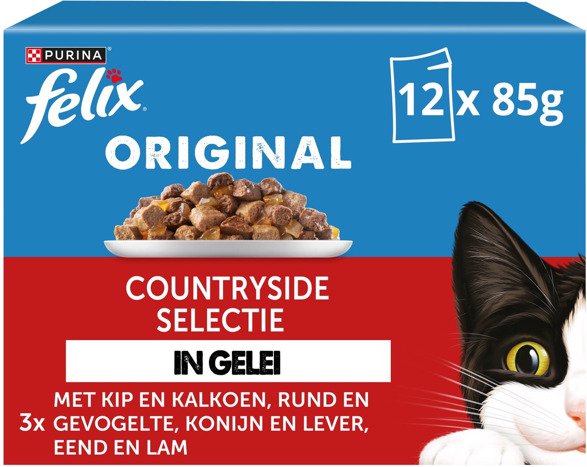 Bol.com Felix Original in Gelei - Kattenvoer Natvoer - Countryside Selectie - 48 x 85 g aanbieding