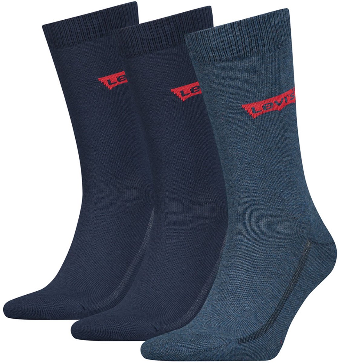 Levi’s Herensokken Batwing Logo Regular Cut 3-Pack Blauw