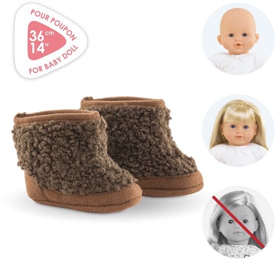 Corolle poppenlaarsjes schapenvacht-look bruin 36cm poppen accessoire. — afbeelding 3