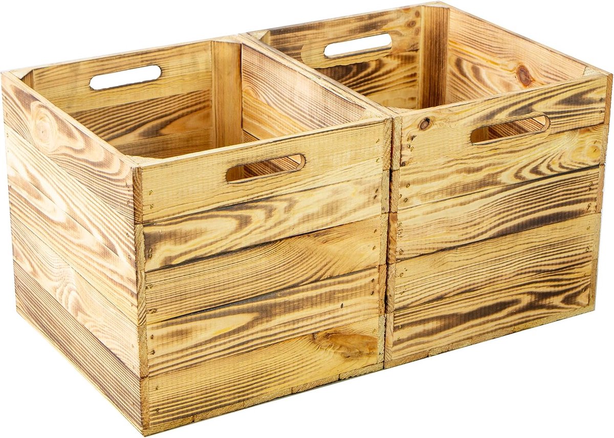 Set van 2 Rustieke Houten Opbergkisten voor IKEA Kallax en Expedit Rekken