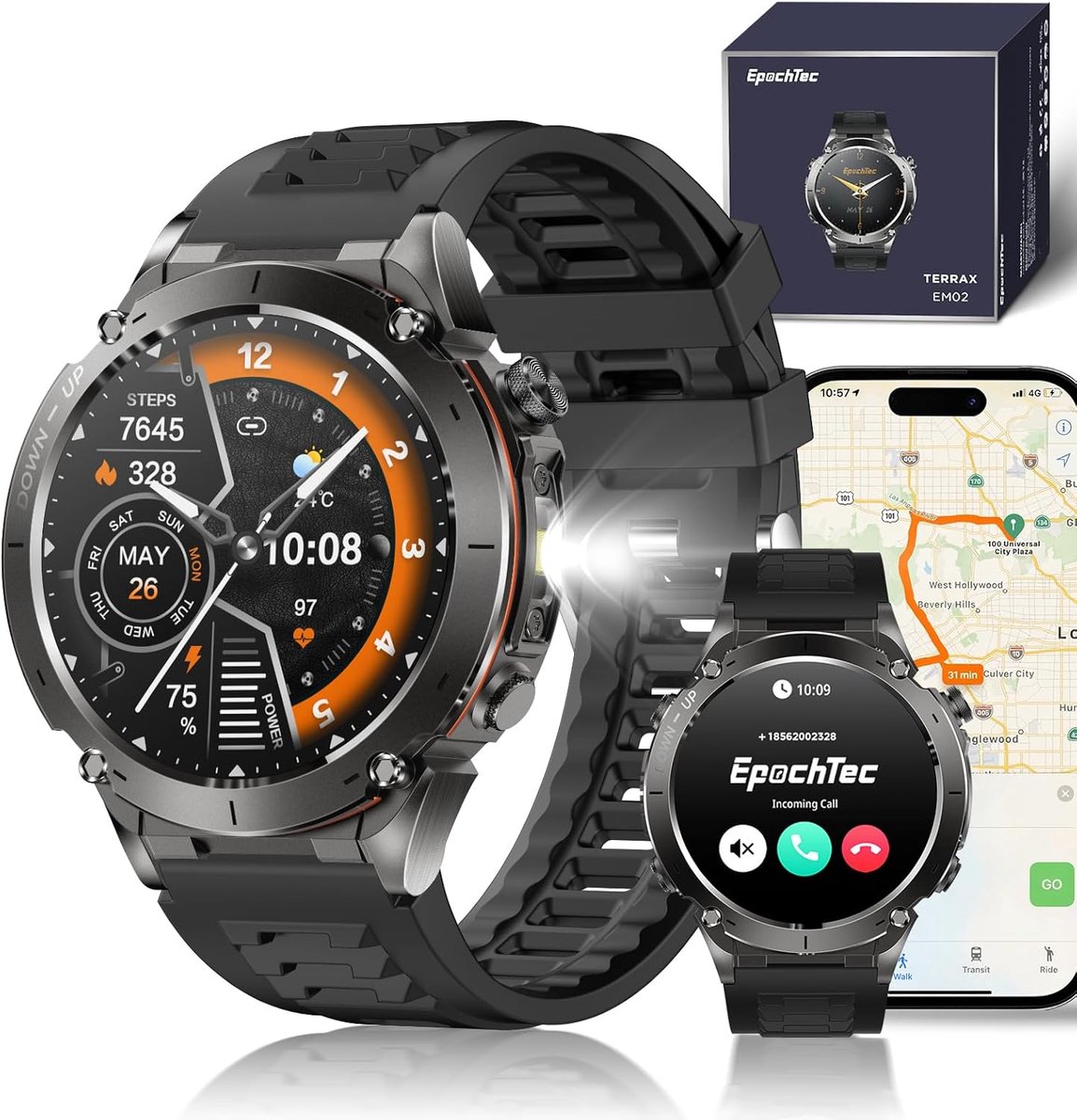 Slim Horloge - Activity Tracker - Gezondheid Monitoren - Gratis Bellen Functie - 1.43 Inch Display
