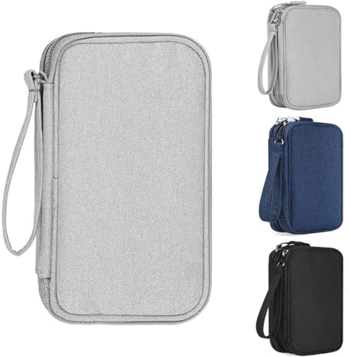 Ultiluxe® Kabeltas - Opbergtas voor Kabels - Kabel Organizer Tas - 19 x 11 x 5.5 cm - Dubbel Laags - Waterdicht - Grijs