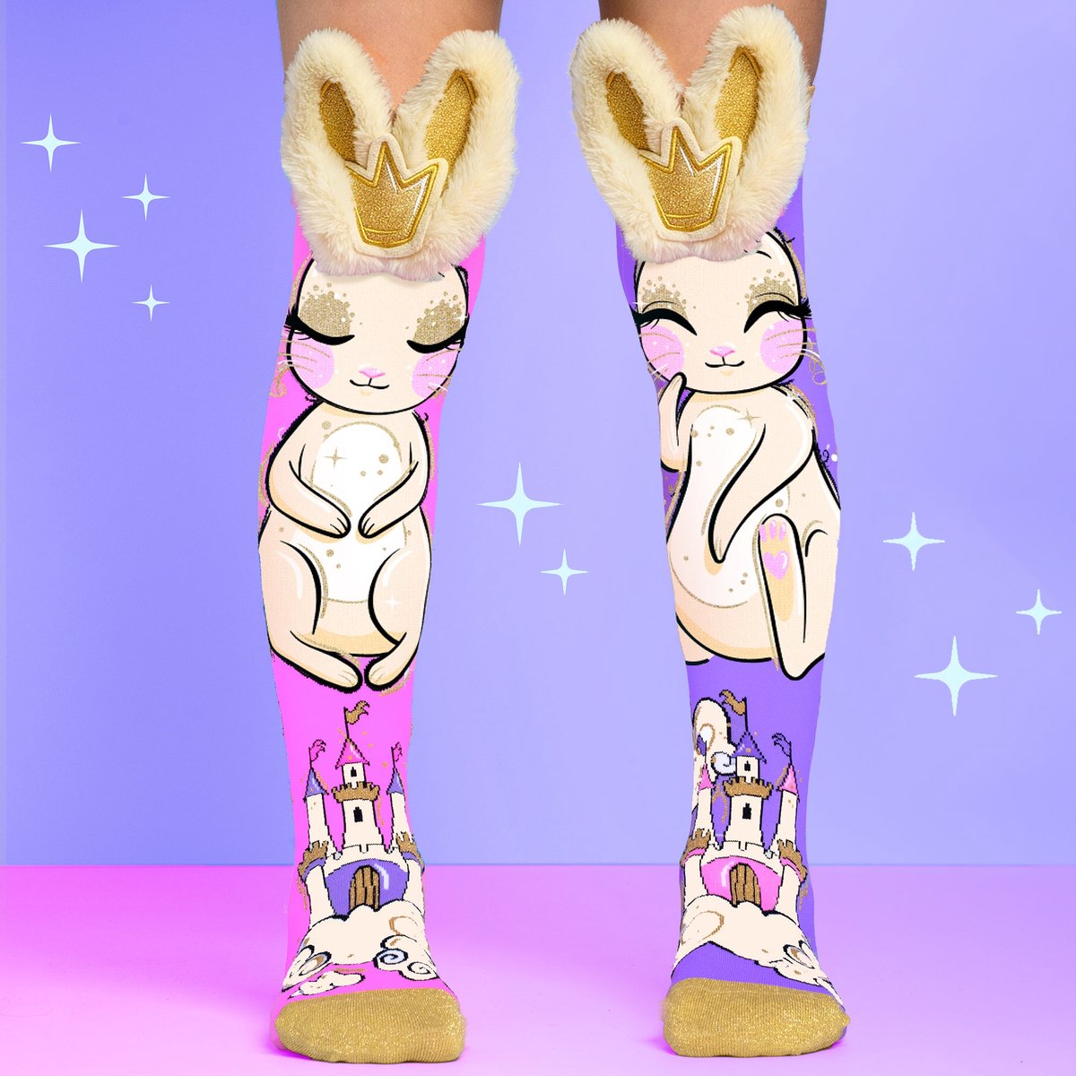 Madmia Lux Bunny Sokken - Kinder Sokken - Hoge Sokken - Vrolijke Sokken - One Size