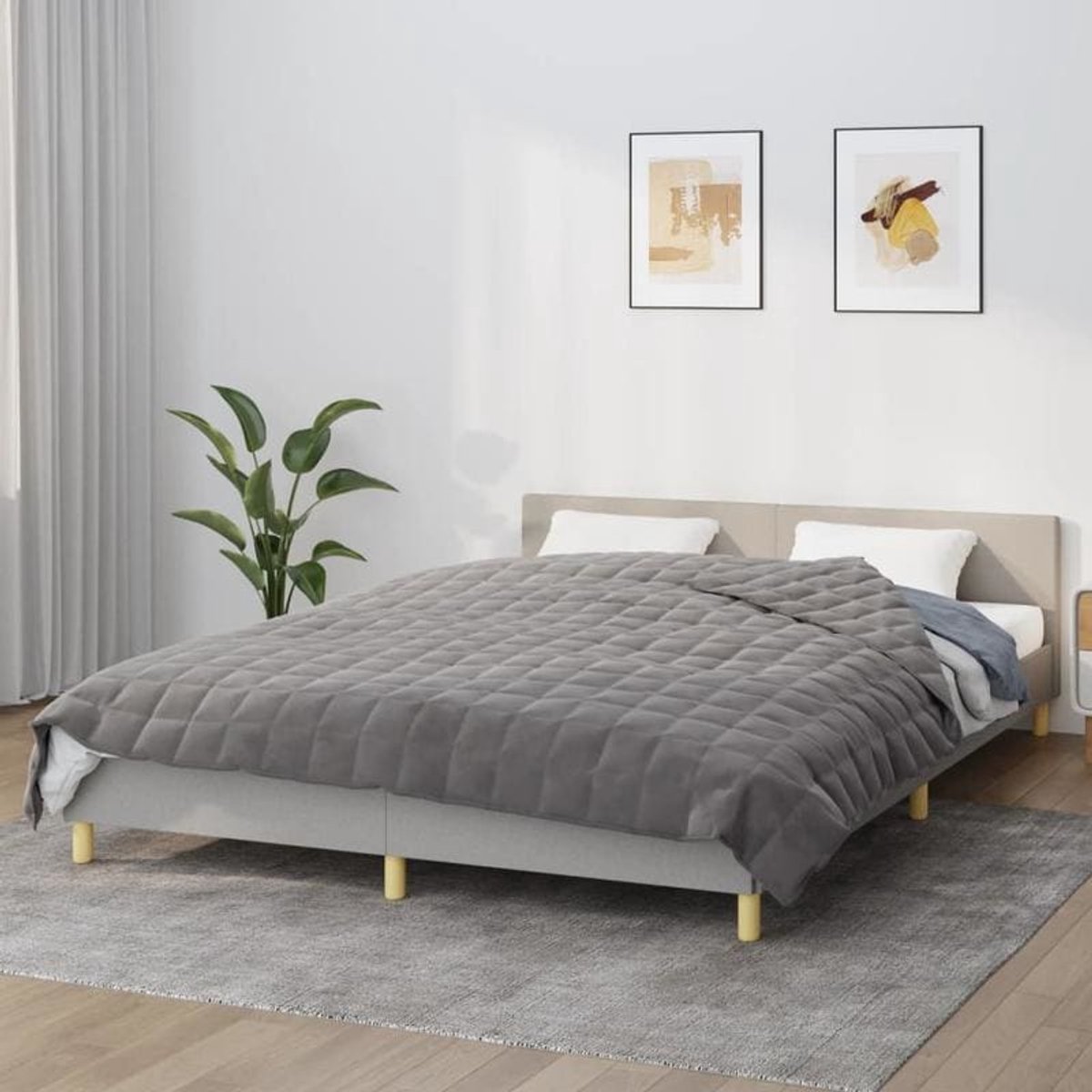 Gewichtsdeken – Verzwaringsdeken – Zwaartedeken – Verzwaarde Deken – Therapiedeken – 220x235 cm – 15 kg – Soft Ademend Polyester – Gequilte Vakverdeling