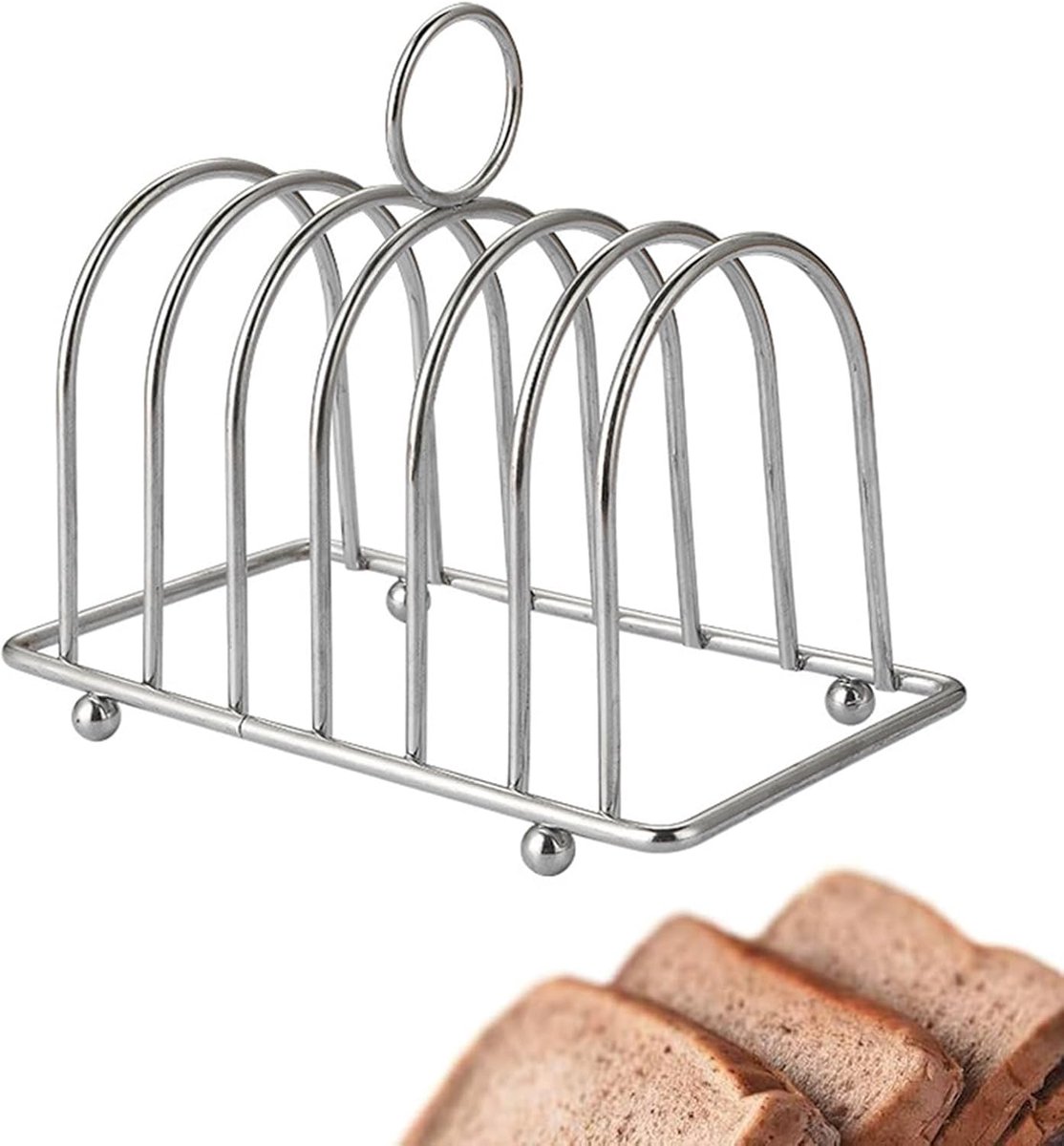 Roestvrijstalen Toastrek voor 6 Sneetjes Brood - Ideaal voor Presentatie
