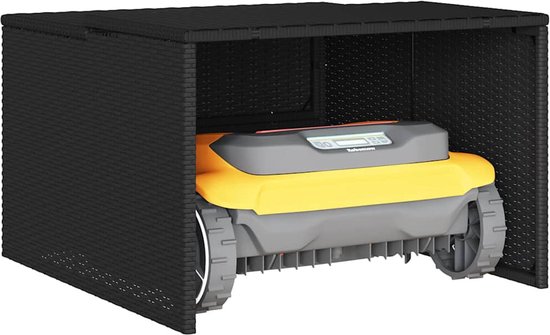 vidaXL - Garage - voor - robotmaaier - 86x90x52/57 - cm - poly - rattan - zwart van Merkloos	 — afbeelding 4