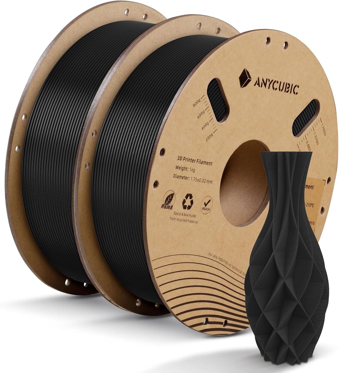 3D Printer Filament - PLA Materiaal - Modelbouw - Hoge Nauwkeurigheid - 2KG - Zwart