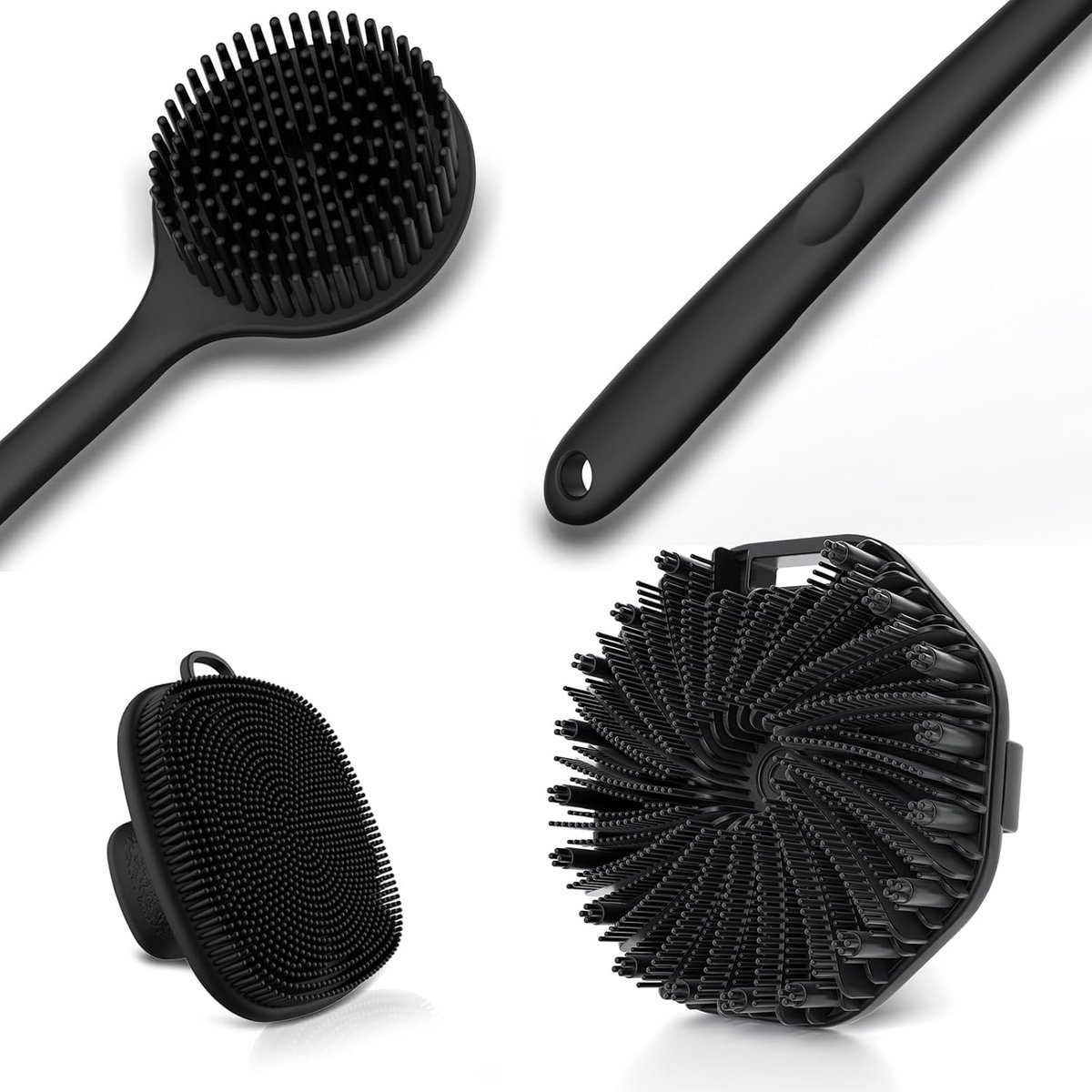 Siliconen Badborstel Set - Lichaamsborstel Gezicht - Douche Reiniging - Super Exfoliërend Schuimend - 3 Stuks