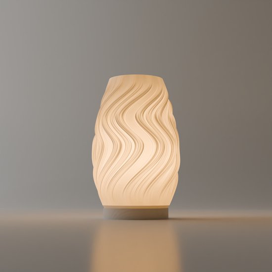 LUMIWAVE™ Tafellamp – Sfeerlamp met Organische Golfstructuur – Moderne LED Design Lamp voor Woonkamer, Slaapkamer & Interieur – 25 cm - Inclusief Gratis E27 LED Lamp – Warm Wit 2700K