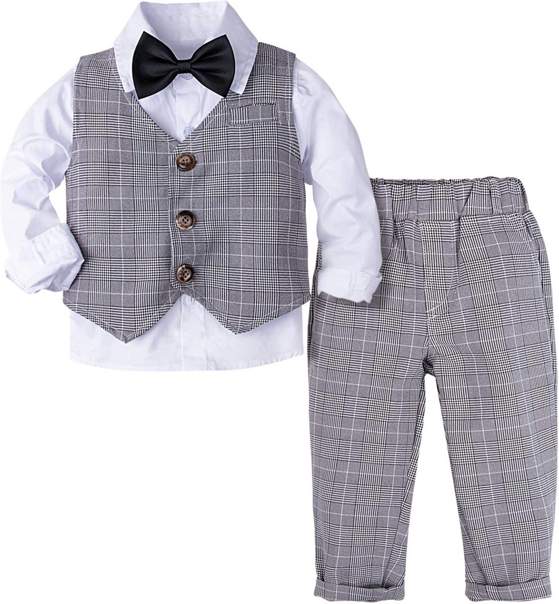 Mintgroen Baby Jongen Pak met Gilet en Stropdas - 4 Delige Formele Kleding Set 1-4 jaar