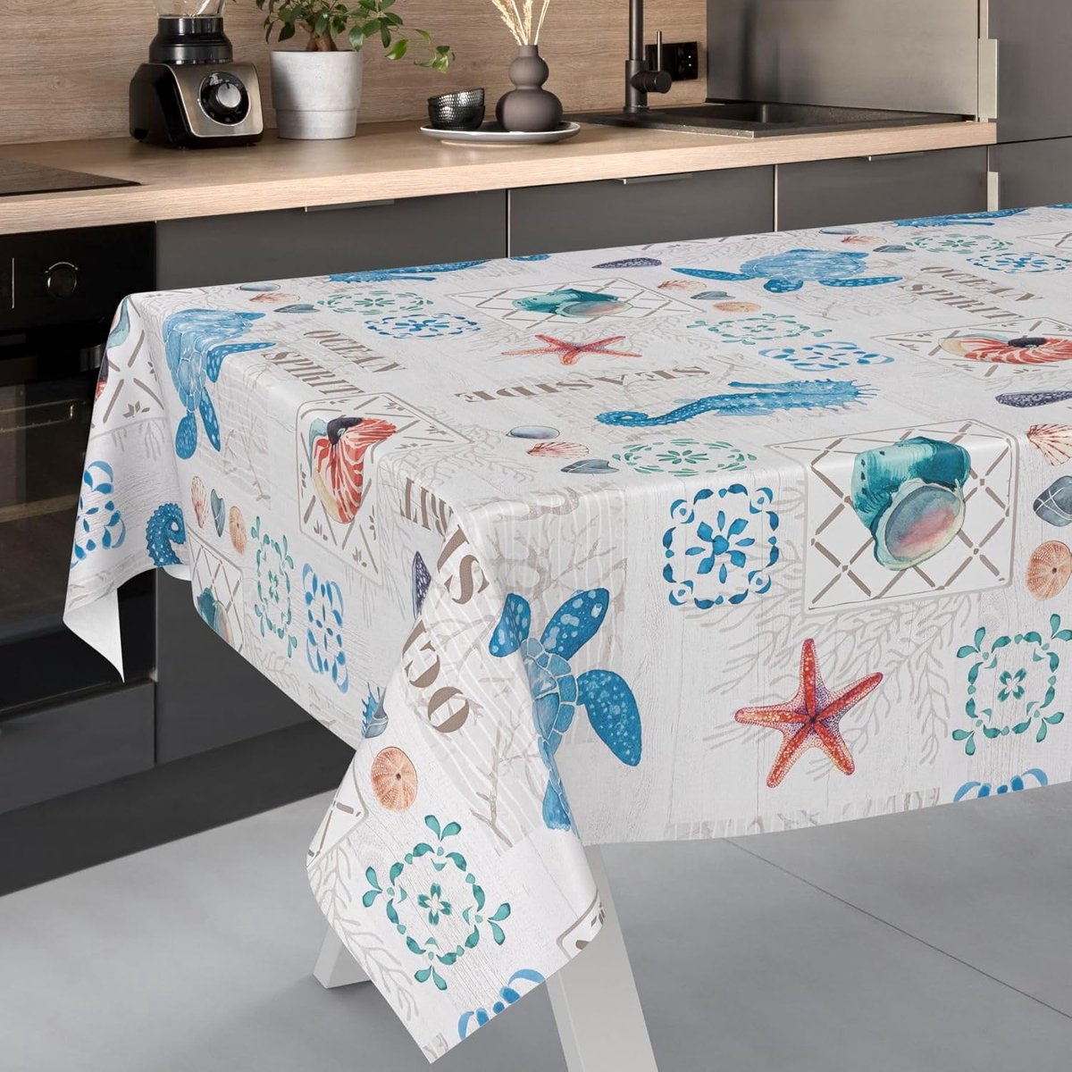 Wasbare OlieDoek Tafelkleed Zeemotief Waterafstotend Rechthoekig 160x100 cm