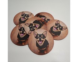 Chihuahua onderzetters – set van 6 rubberen onderzetters – diner, tafelen, viltjes, hond, huisdier, cadeau, cadeautje, Chi, Chihuahuatje, Chiwawa, Chiwawa'tje, Chi'tje, Mini hondje, Chike, Chihuahua'tje, Chiwawaatje