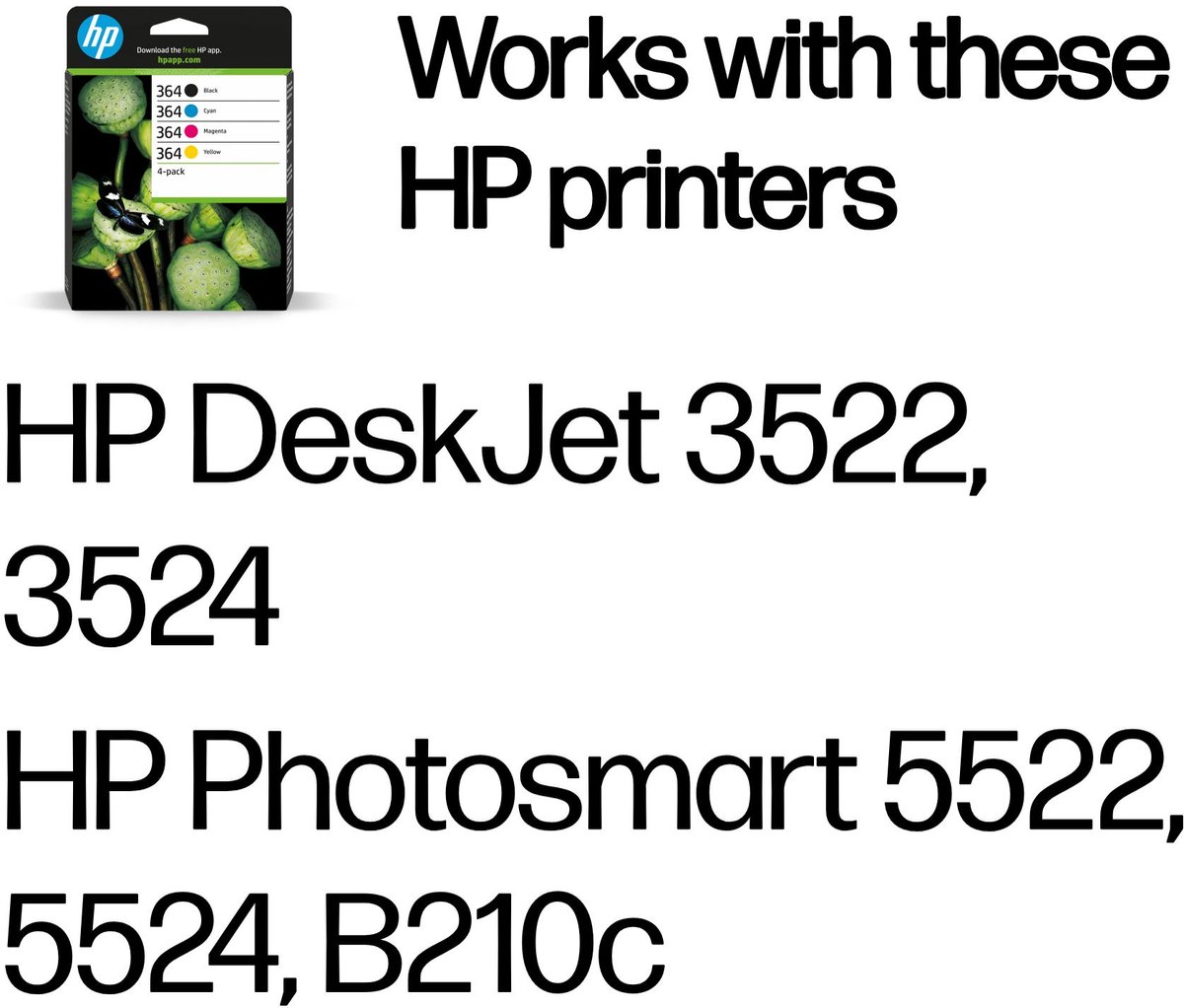 Bol.com HP 364 - Inktcartridge / Zwart / Cyaan / Magenta / Geel / 4-Pack (N9J73AE) aanbieding