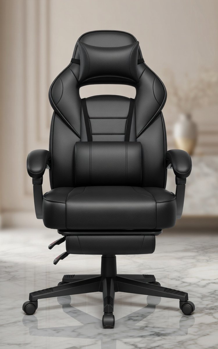 TitanX Pro Ergonomische Gaming Stoel met Voetsteun – Bureaustoel met Hoofdsteun & Lendenkussen – Verstelbaar 90°-135° – Belastbaar tot 150 kg – Zwart- Casa Serena – Afmetingen op aanvraag – Casa Do...