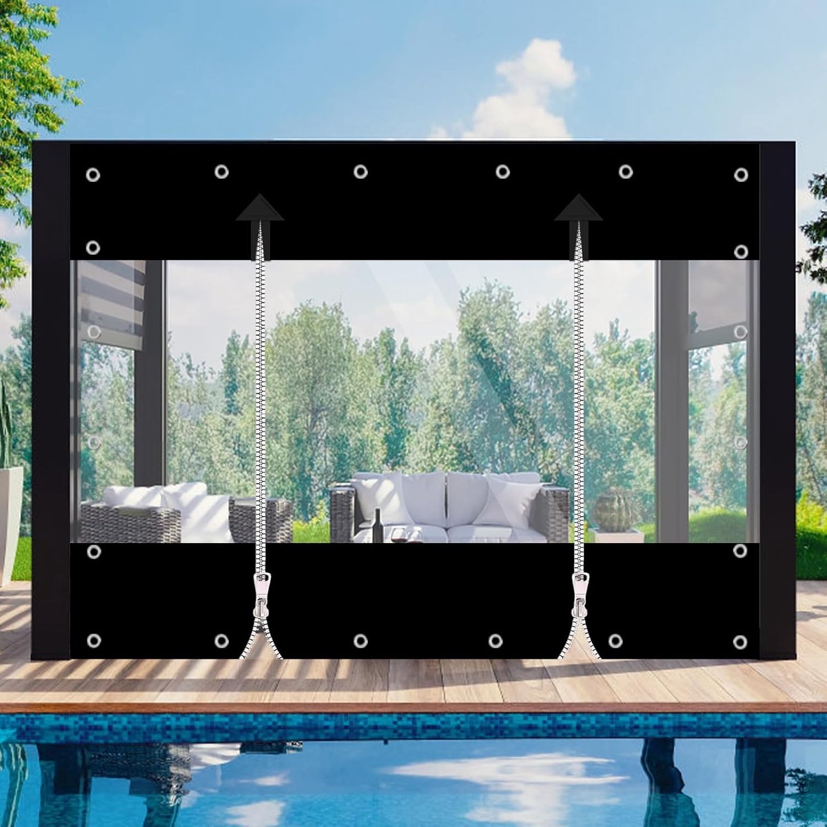Transparant PVC Zeil met Oogjes - Waterdicht en Scheurbestendig voor Tuin en Buiten
