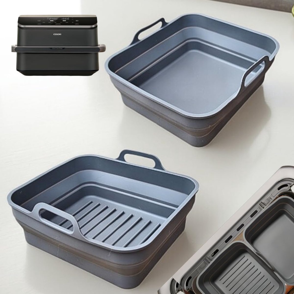Set van 2 Siliconen Airfryer Bakvormen - Herbruikbaar & Vaatwasmachinebestendig